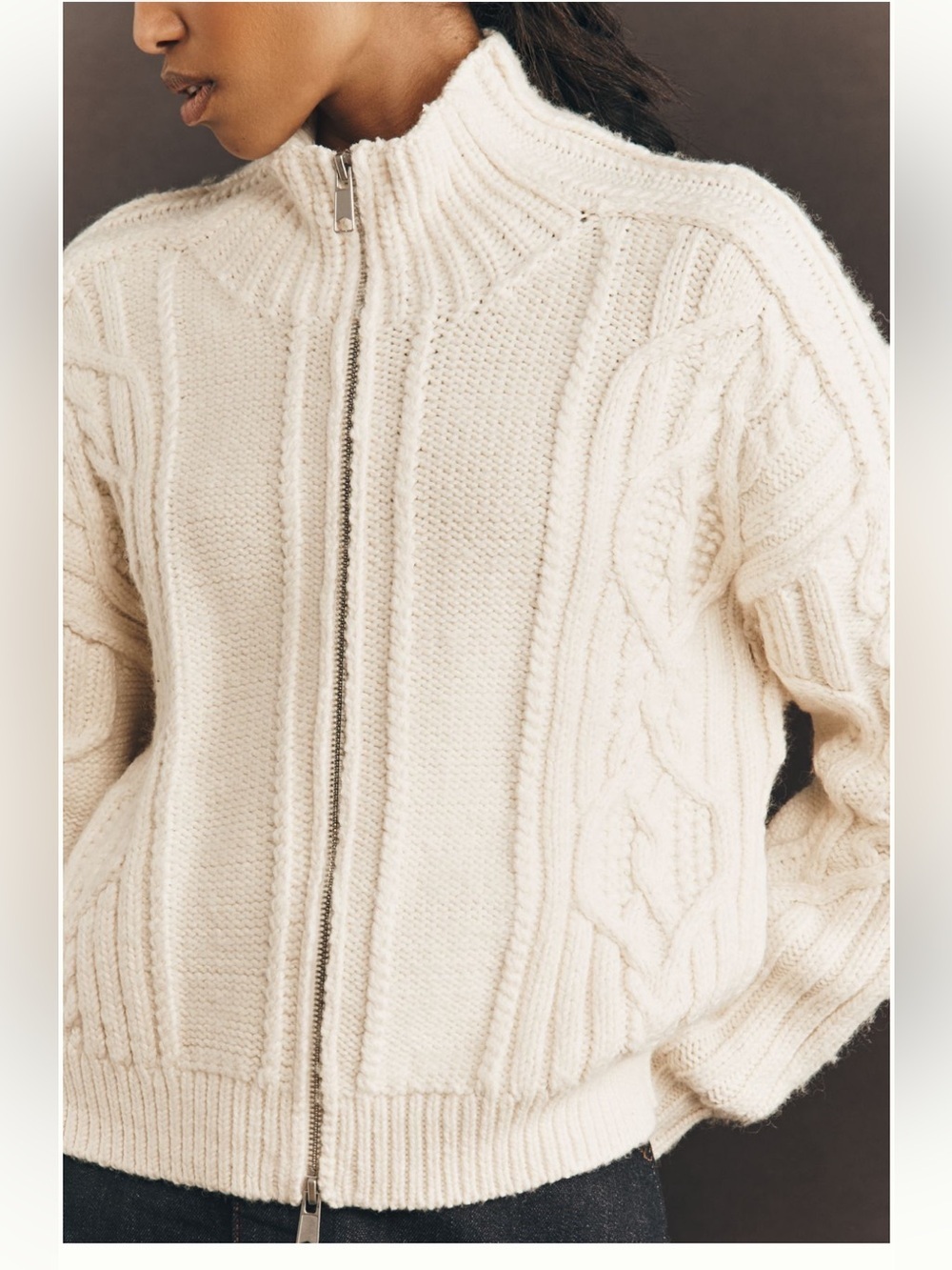 Anthropologie pilcro collared cable knit sweater size large nwot - Picture 4 of 8